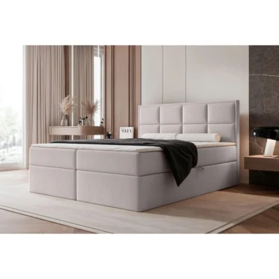 Selsey Boxspringbett SILENSIO GREIGE in Taupe, Liegefläche 140x200 cm – mit Bettkasten, Bonellfederkern